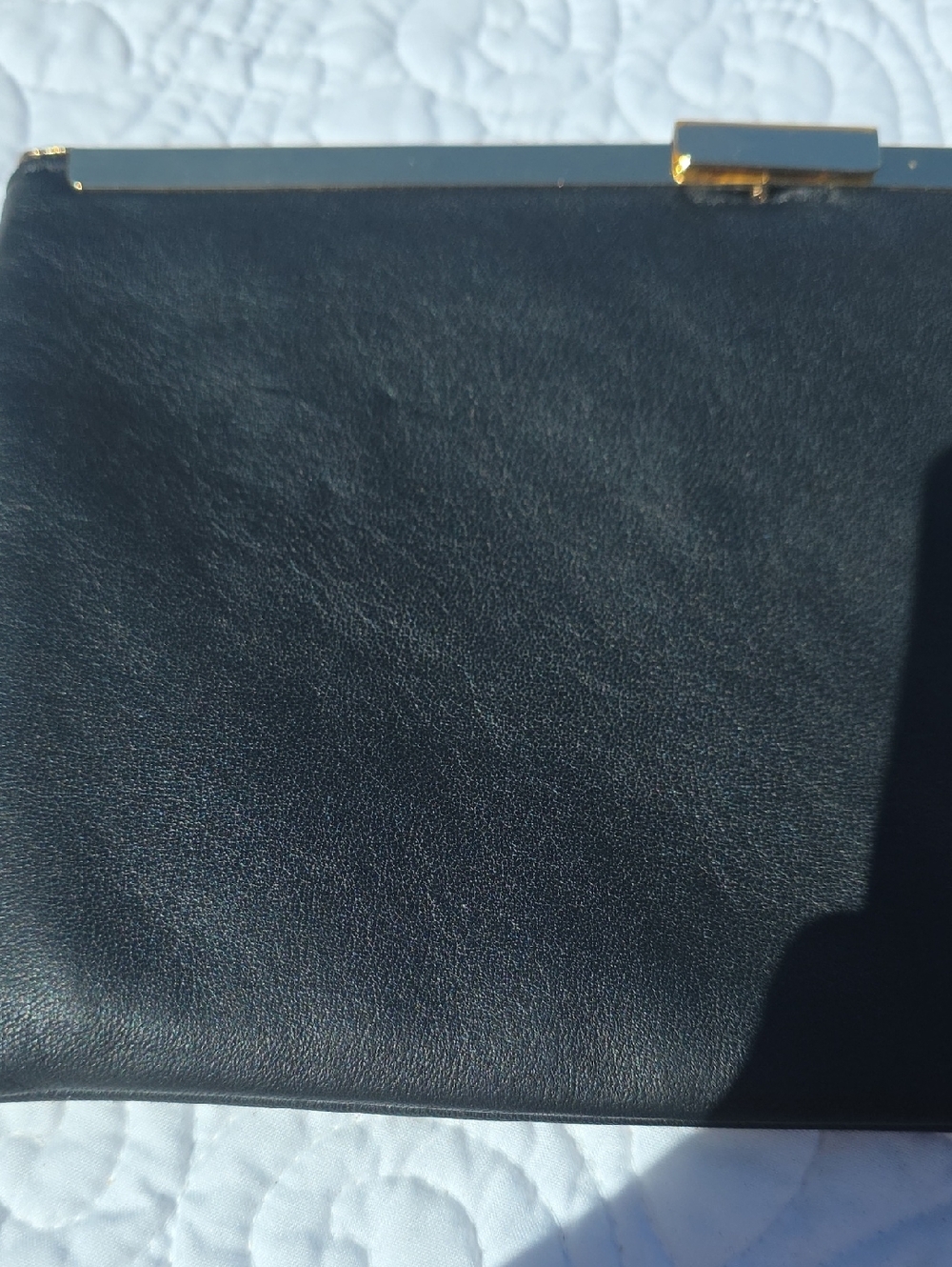 J. Crew Vintage Style Black Leather Clutch with Gold Bar Frame - Picture 17 of 17
